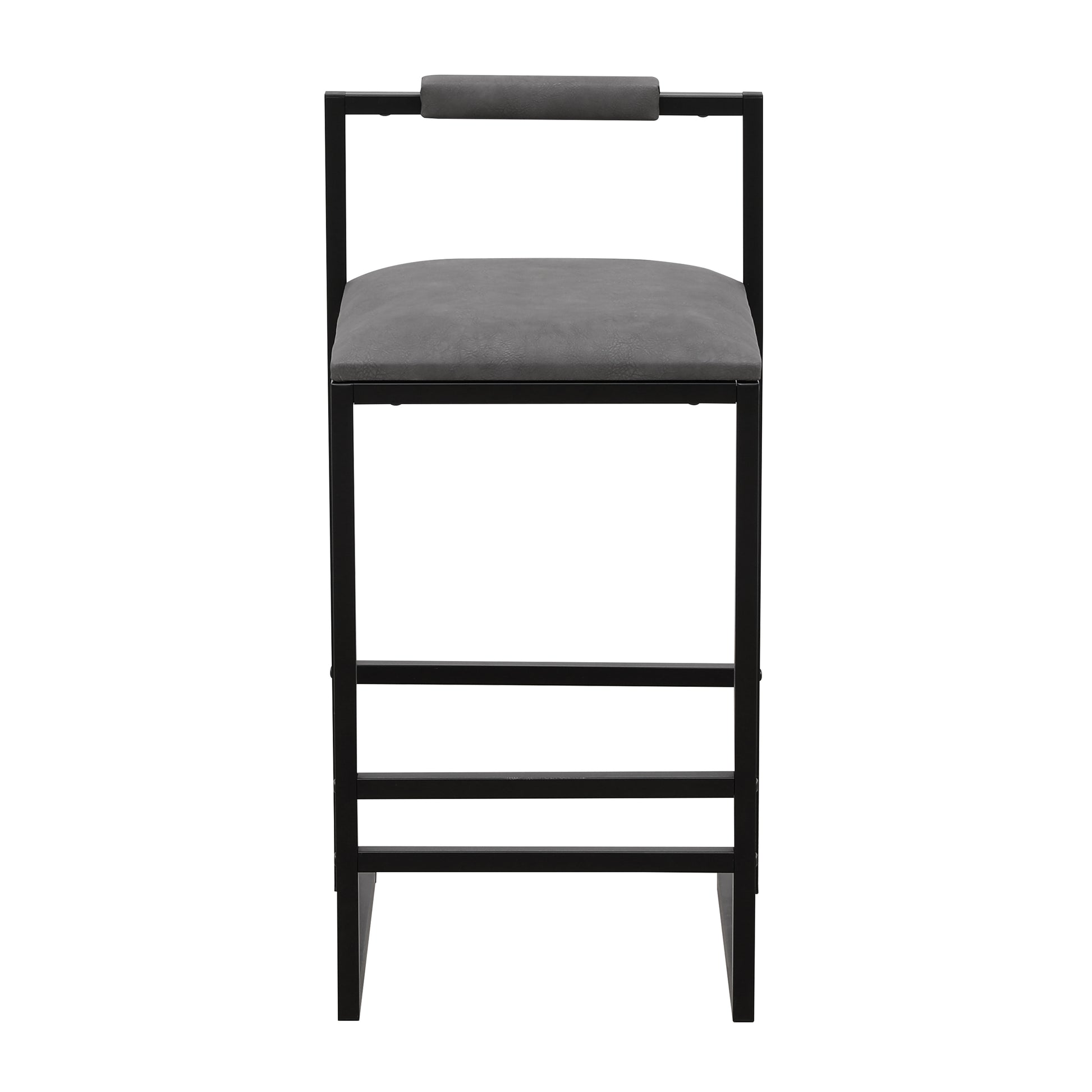Set of 2 Counter Height Barstools Kitchen Island Stools with Back Modern Armless Metal Legs & PU Gray Upholstered Chairs (Gray with Back) image 11