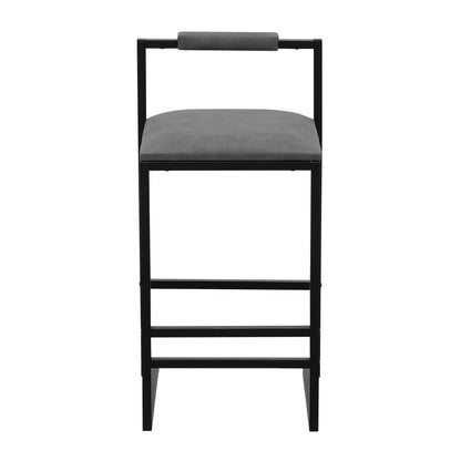 Set of 2 Counter Height Barstools Kitchen Island Stools with Back Modern Armless Metal Legs & PU Gray Upholstered Chairs (Gray with Back) image 11