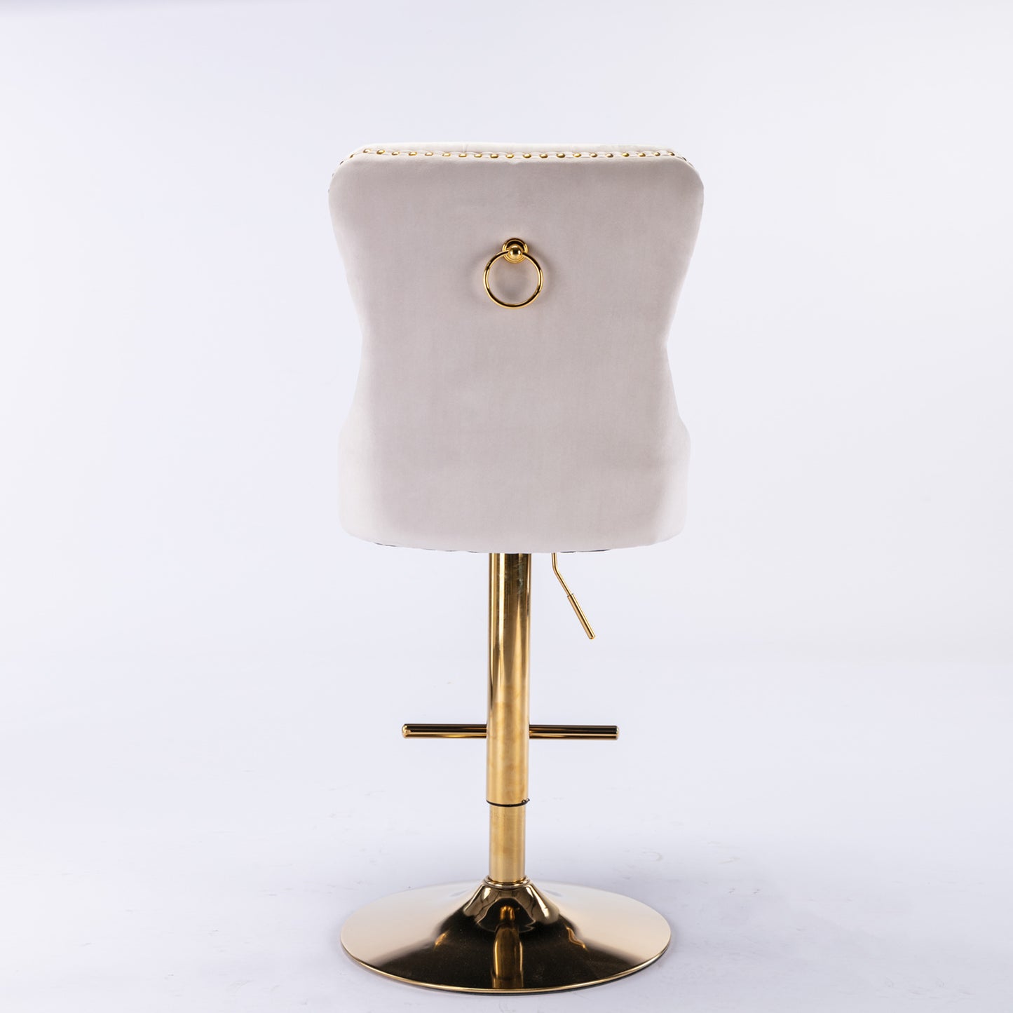 A&A Furniture,Thick Golden Swivel Velvet Barstools Adjusatble Seat Height from 27-35 Inch, Modern Upholstered Bar Stools with Backs Comfortable Tufted for Home Pub and Kitchen Island (Beige,Set of 2) image 6