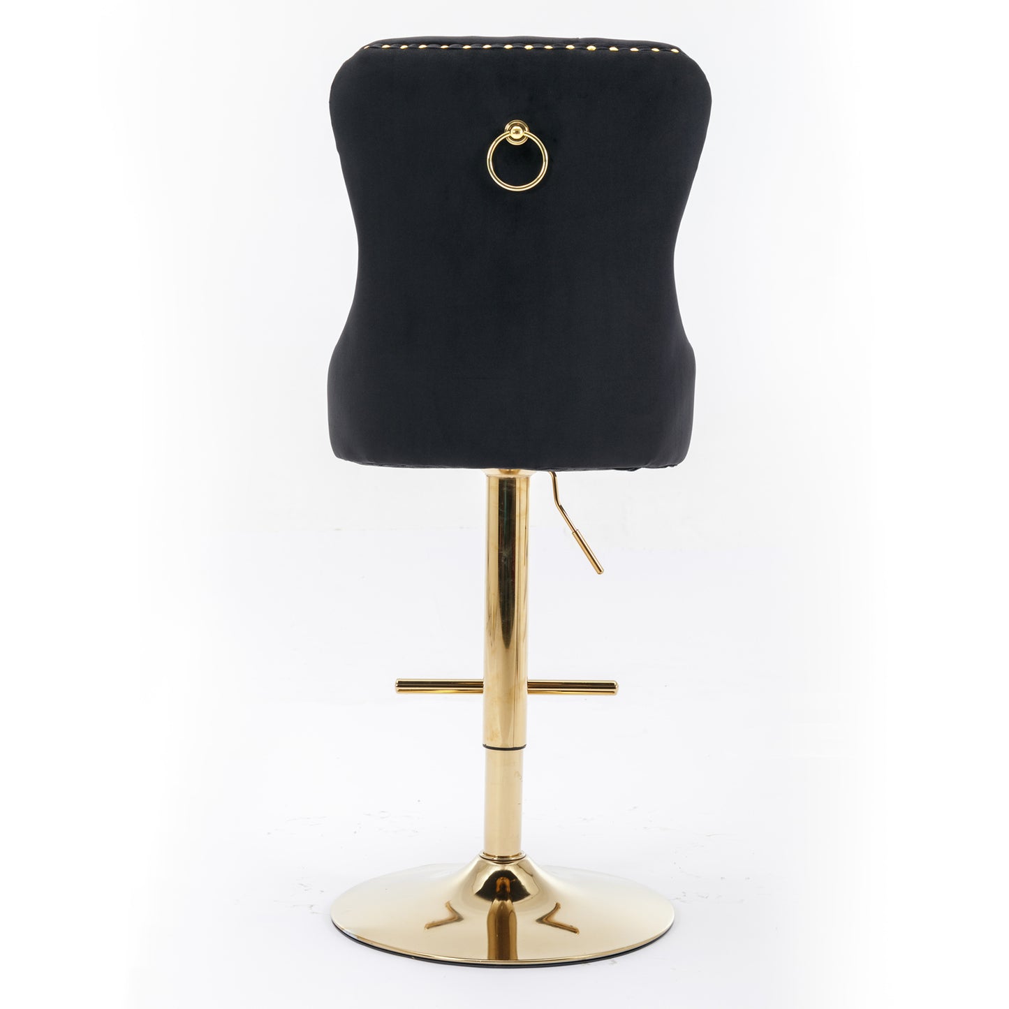 A&A Furniture,Thick Golden Swivel Velvet Barstools Adjusatble Seat Height from 27-35 Inch, Modern Upholstered Bar Stools with Backs Comfortable Tufted for Home Pub and Kitchen Island (Black,Set of 2) image 6