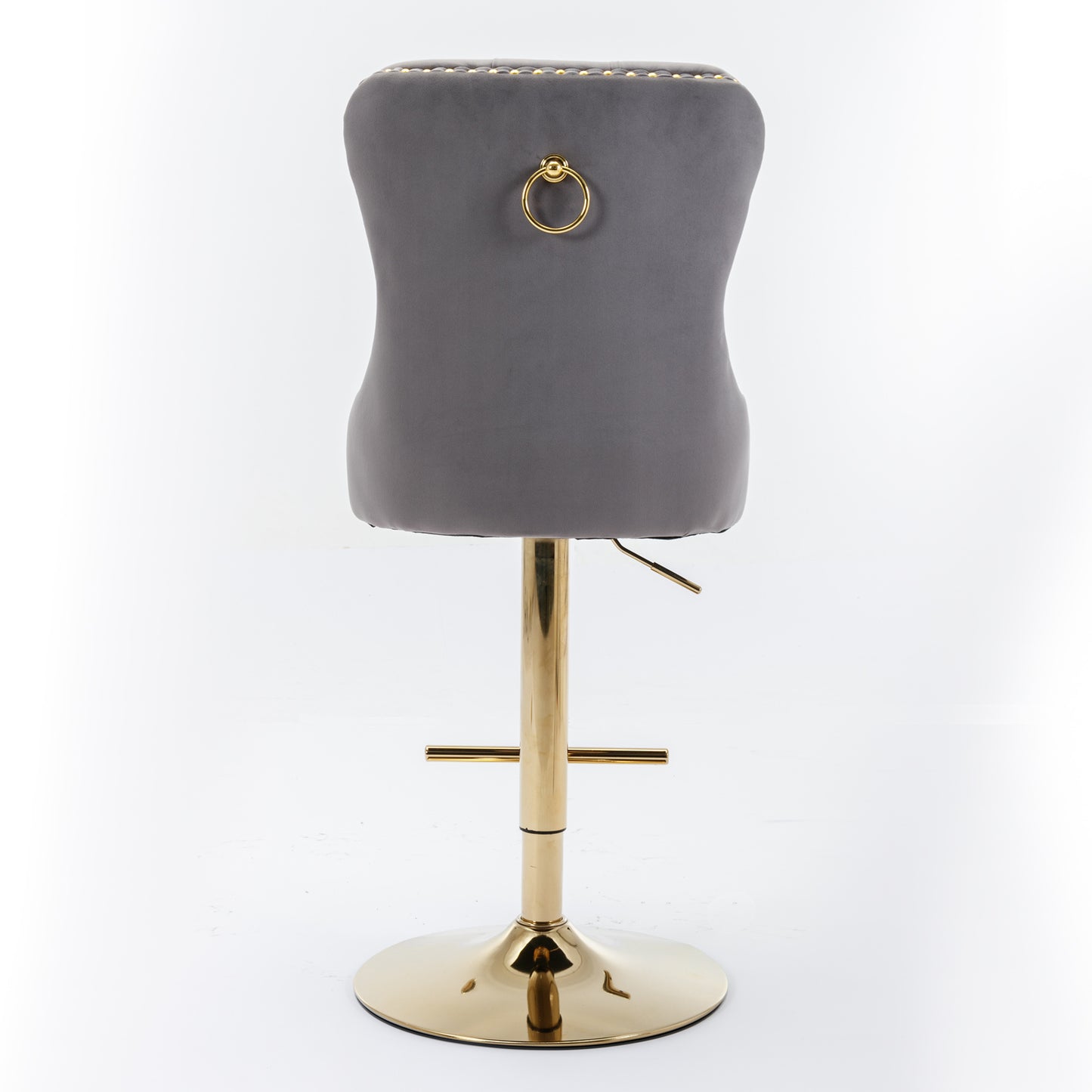 A&A Furniture,Thick Golden Swivel Velvet Barstools Adjusatble Seat Height from 25-33 Inch, Modern Upholstered Bar Stools with Backs Comfortable Tufted for Home Pub and Kitchen Island (Gray,Set of 2) image 6