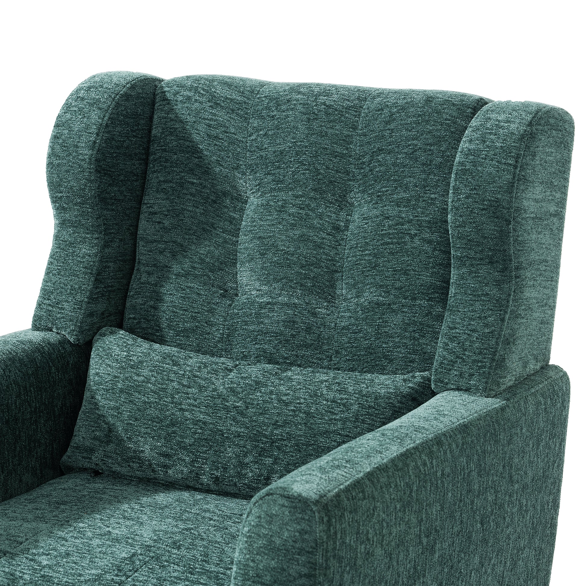 Modern Accent Chair,Chenille Arm Chairs for Living Room,Upholstered Mordern Armchair,Comfy Soft Padded Lounge Chair in Small Space, Bedroom, w/Pillow, Solid Wood Leg (Blackish Green) image 12