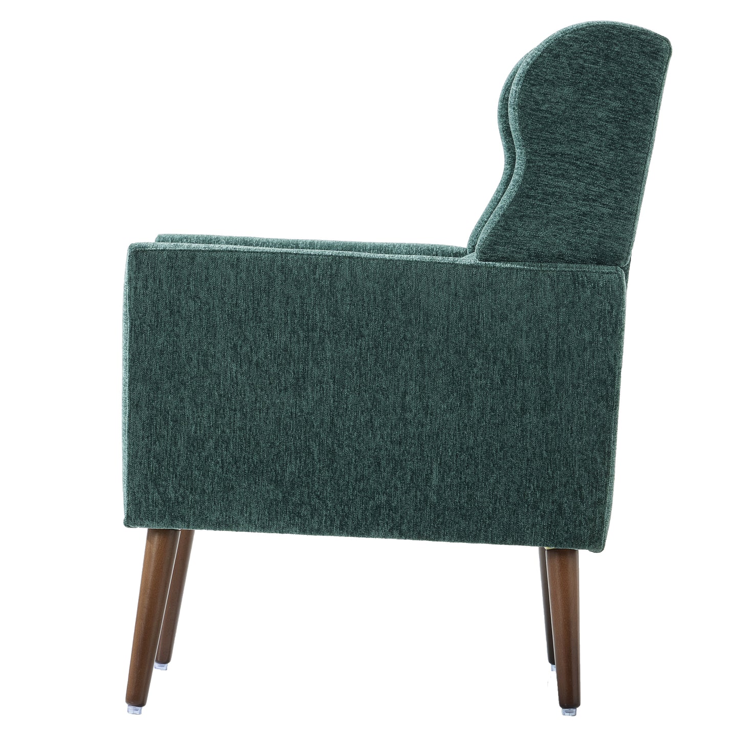 Modern Accent Chair,Chenille Arm Chairs for Living Room,Upholstered Mordern Armchair,Comfy Soft Padded Lounge Chair in Small Space, Bedroom, w/Pillow, Solid Wood Leg (Blackish Green) image 10