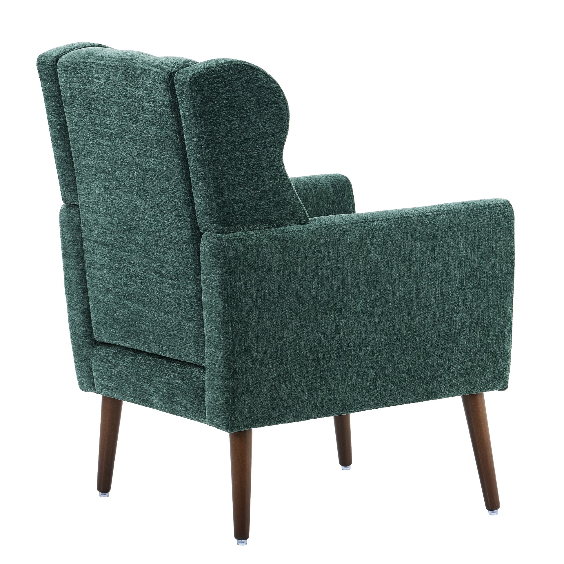 Modern Accent Chair,Chenille Arm Chairs for Living Room,Upholstered Mordern Armchair,Comfy Soft Padded Lounge Chair in Small Space, Bedroom, w/Pillow, Solid Wood Leg (Blackish Green) image 9