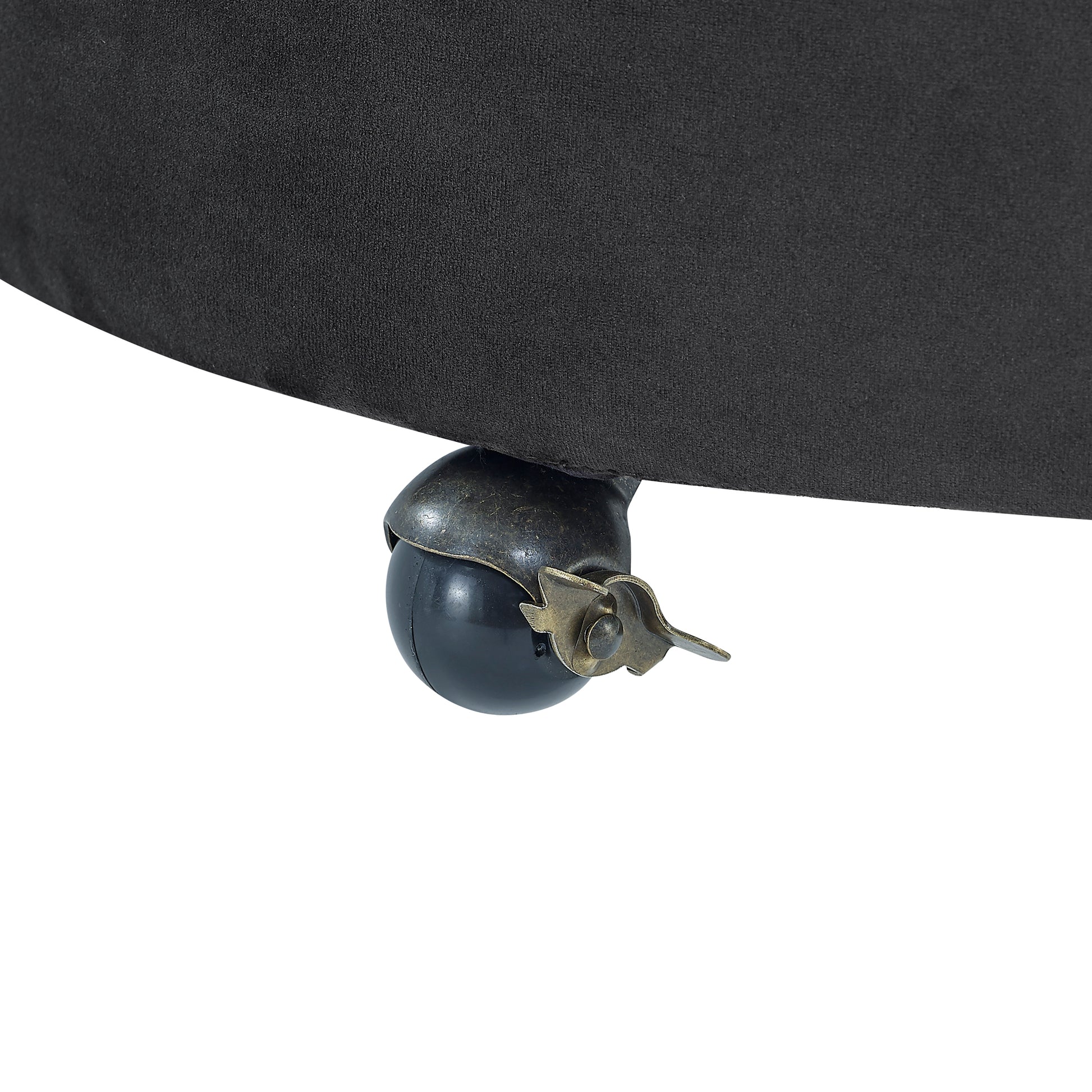 Velvet Upholstered Swivel Chair for Living Room, with Button Tufted Design and Movable Wheels, Including 3 Pillows, Black image 10