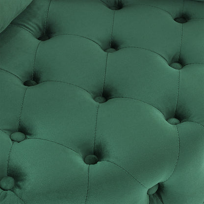 Velvet Upholstered Swivel Chair for Living Room, with Button Tufted Design and Movable Wheels, Including 3 Pillows, Green image 9
