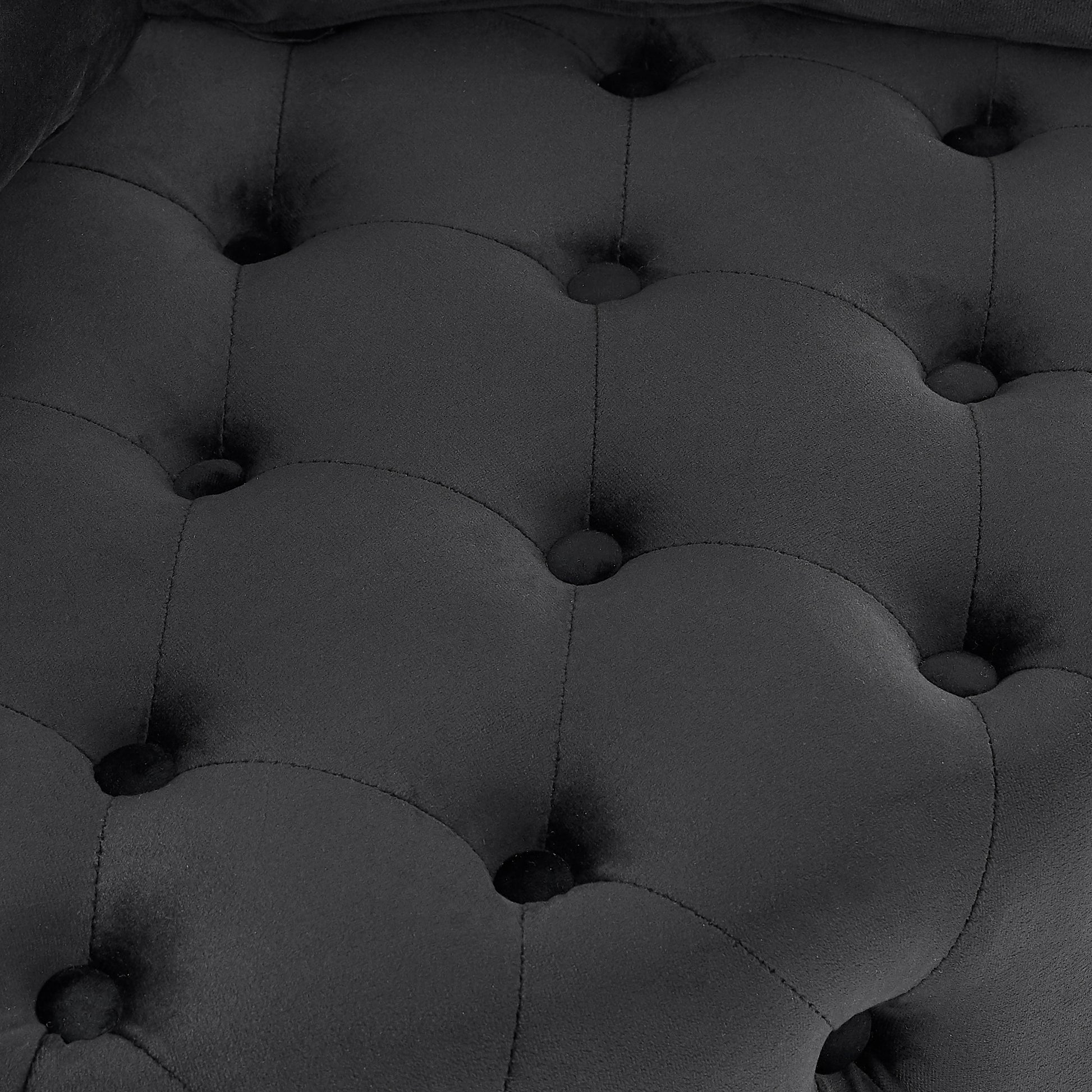 Velvet Upholstered Swivel Chair for Living Room, with Button Tufted Design and Movable Wheels, Including 3 Pillows, Black image 9