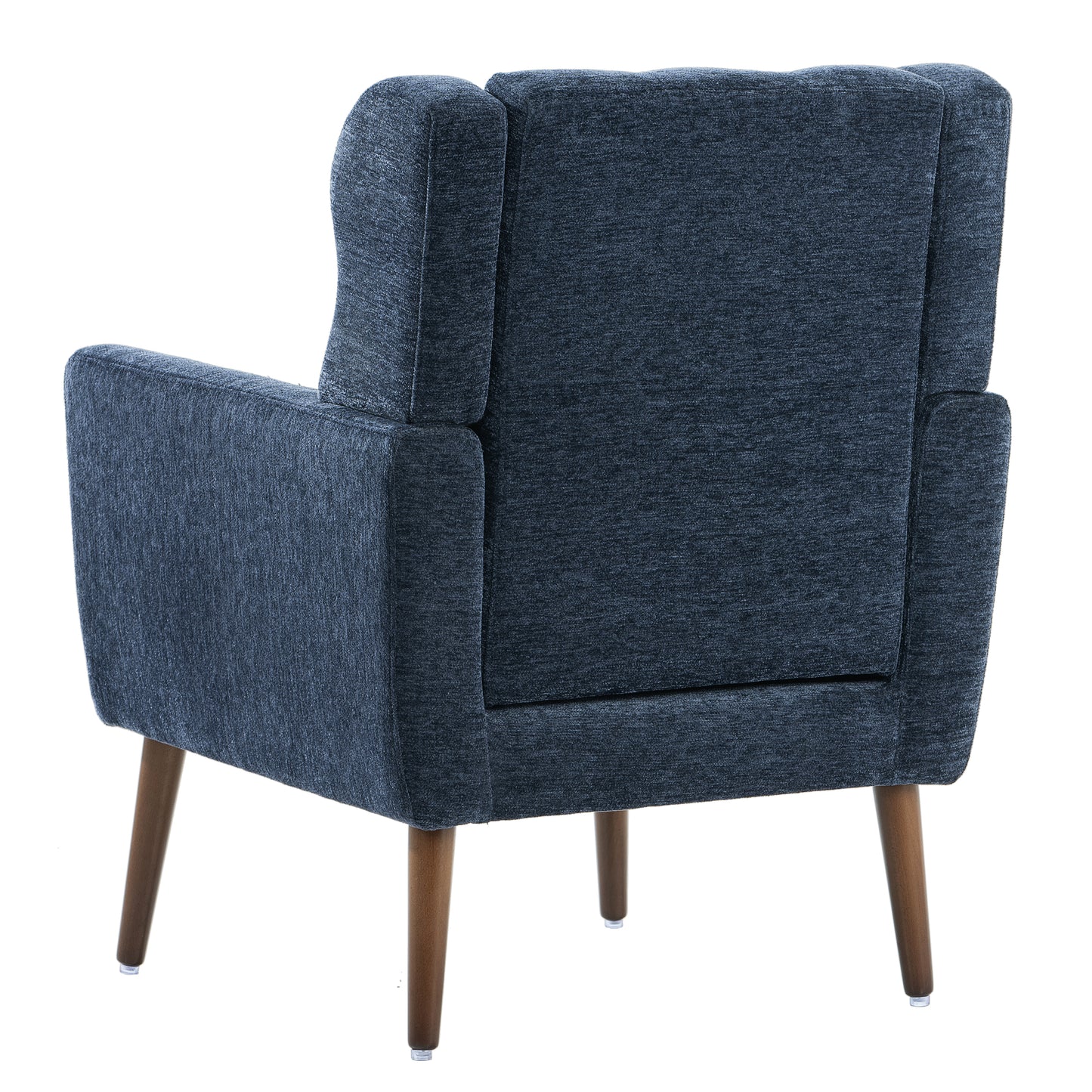 Modern Accent Chair,Chenille Arm Chairs for Living Room,Upholstered Mordern Armchair,Comfy Soft Padded Lounge Chair in Small Space, Bedroom, w/Pillow, Solid Wood Leg (Dark Blue) image 10