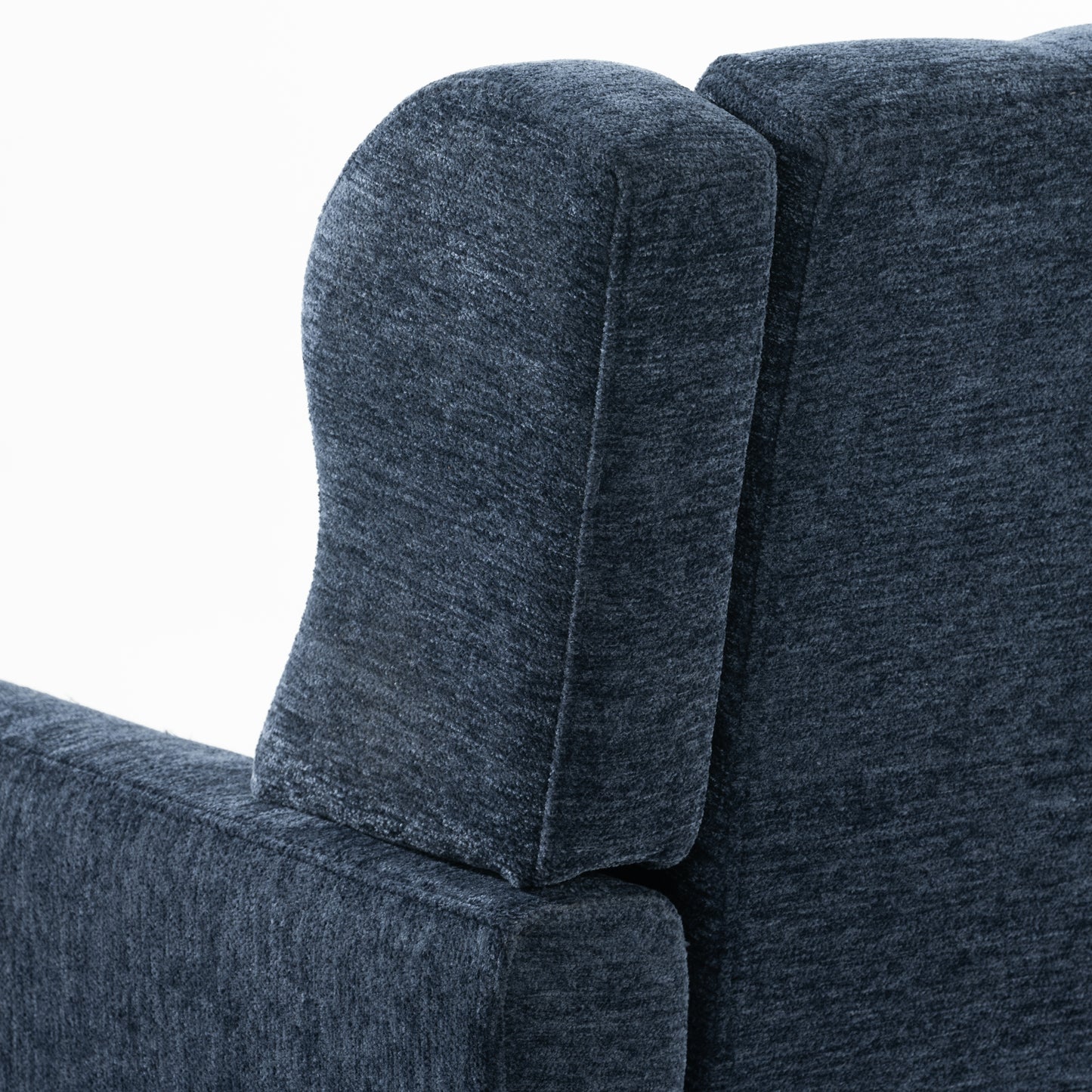 Modern Accent Chair,Chenille Arm Chairs for Living Room,Upholstered Mordern Armchair,Comfy Soft Padded Lounge Chair in Small Space, Bedroom, w/Pillow, Solid Wood Leg (Dark Blue) image 12