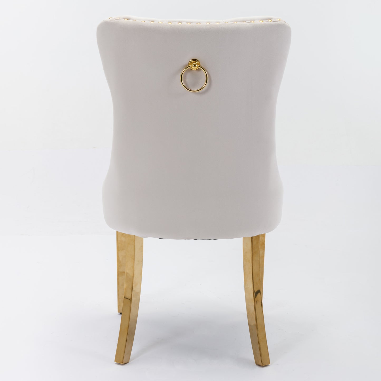 A&A Furniture,Nikki Collection Modern, High-end Tufted Solid Wood Contemporary Velvet Upholstered Dining Chair with Golden Stainless Steel Plating Legs,Nailhead Trim,Set of 2,Beige and Gold, SW1601BG image 6