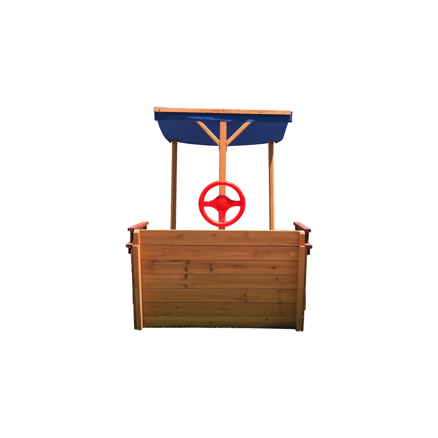 Out door sand box Pirate Ship Sandbox with Cover and Rudder, Wooden Sandbox with Storage Bench and Seat, Outdoor Toy for Kids Ages 3-8 Years Old image 8