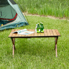 1-piece Folding Outdoor Table with Carrying Bag,Lightweight Aluminum Roll-up Rectangular Table for indoor, Outdoor Camping, Picnics,Beach,Backyard, BBQ, Party, Patio, 46.46X27.56X27.56in ,Black
