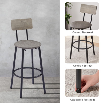 Bar Table Set with 4 Bar stools PU Soft seat with backrest, Grey, 47.24'' L x 23.62'' W x 35.43'' H image 10