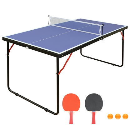 4.5ft Table Tennis Table Foldable & Portable Ping Pong Table Set with Net and 2 Ping Pong Paddles for Indoor Outdoor Game image 1