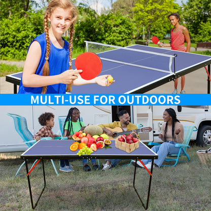 4.5ft Table Tennis Table Foldable & Portable Ping Pong Table Set with Net and 2 Ping Pong Paddles for Indoor Outdoor Game image 6