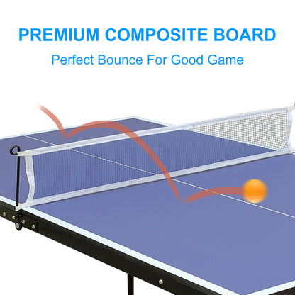 4.5ft Table Tennis Table Foldable & Portable Ping Pong Table Set with Net and 2 Ping Pong Paddles for Indoor Outdoor Game image 4