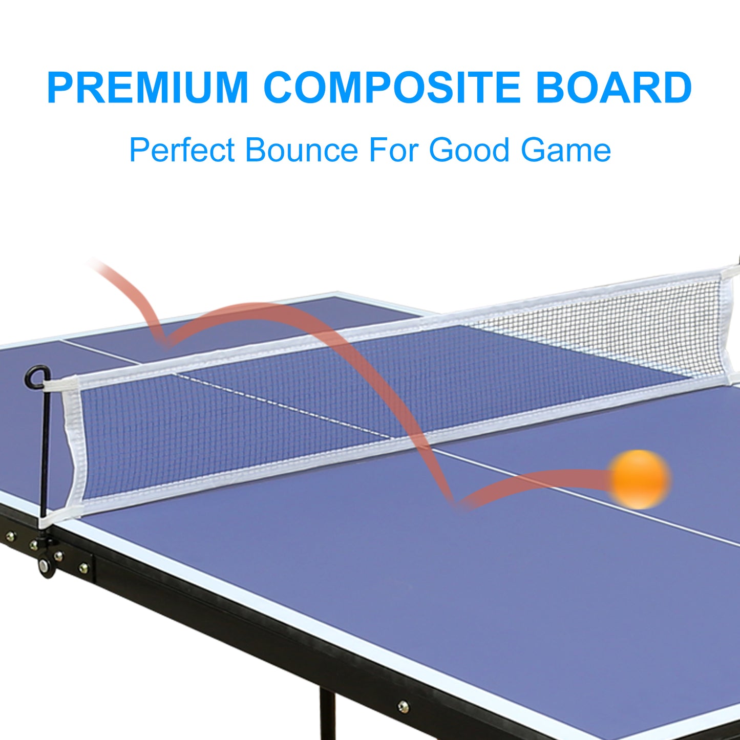 4.5ft Table Tennis Table Foldable & Portable Ping Pong Table Set with Net and 2 Ping Pong Paddles for Indoor Outdoor Game image 4