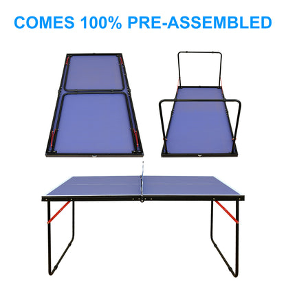 4.5ft Table Tennis Table Foldable & Portable Ping Pong Table Set with Net and 2 Ping Pong Paddles for Indoor Outdoor Game image 3
