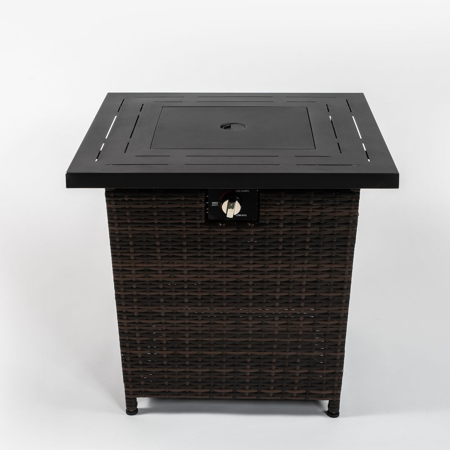 28" Propane Gas Fire Pit Table, 50000 BTU Square Steel Fire Pit with Beautiful Wicker Base for Outside Patio Deck Garden Backyard-Black image 7