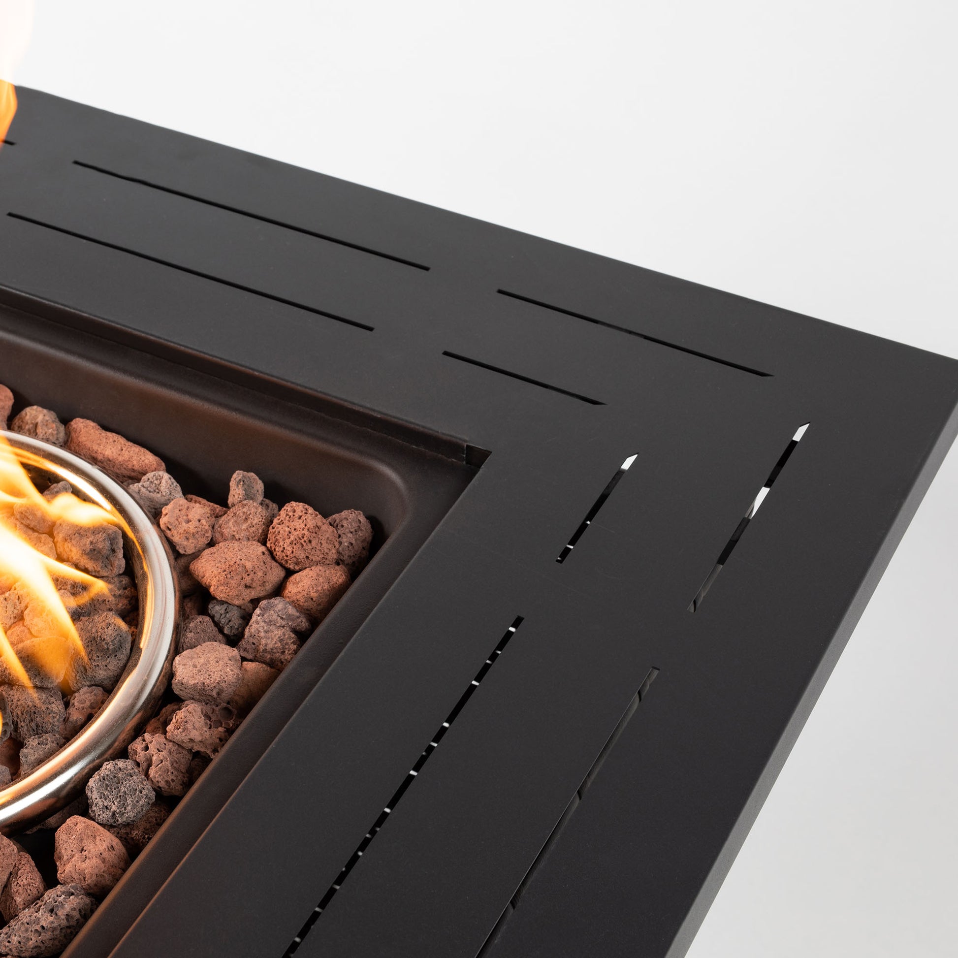 28" Propane Gas Fire Pit Table, 50000 BTU Square Steel Fire Pit with Beautiful Wicker Base for Outside Patio Deck Garden Backyard-Black image 10