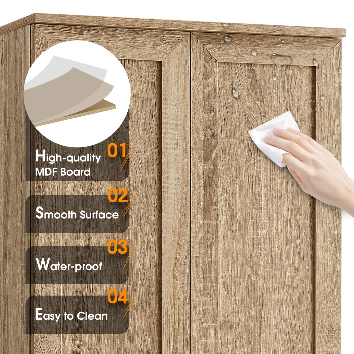 Storage Cabinet with Two Doors for Bathroom, Office, Adjustable Shelf, MDF Board, Brown (Old Sku:N725P181207D/WF302824AAD) image 6