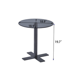 Tempered Black Rould Glass Dinning Table with Black Leg