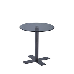 Tempered Black Rould Glass Dinning Table with Black Leg