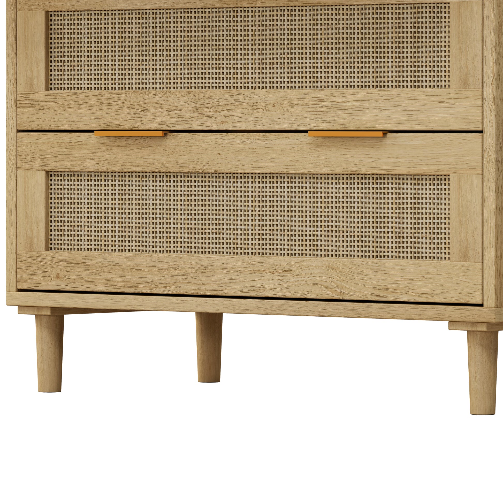 31.50"3-Drawers Rattan Storage Cabinet Rattan Drawer,for Bedroom,Living Room,Dining Room,Hallways,Oak image 6