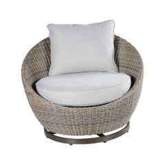 Cozy Outdoor Set - Swivel Woven Chairs, Side Table - All-Weather Resin Wicker, Powder-Coated Aluminum, Fully Assembled