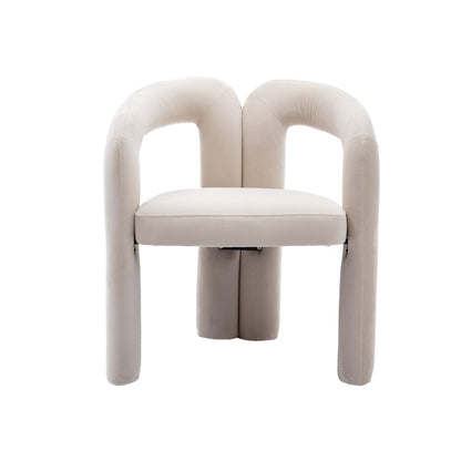 Contemporary Designed Velvet Fabric Upholstered Accent/Dining Chair /Barrel Side Chairs Kitchen Armchair for Living Room set of 2 (Beige Velvet) image 12