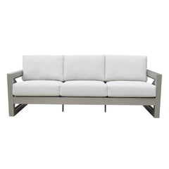 Outdoor Showcase: Contemporary Patio Sofa - Beveled End Panels, Geometric Pattern - Rust-Resistant Aluminum Frames, Solution-Dyed Acrylics