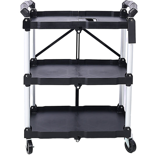 3 Layers Folding Collapsible Service Cart - Front View