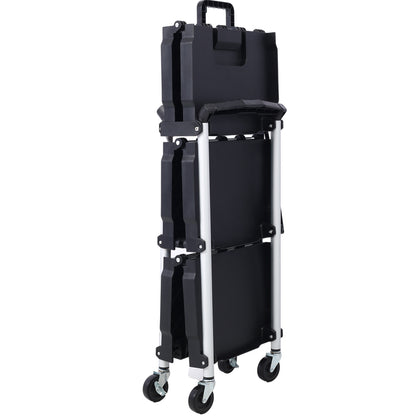 3 Layers Folding Collapsible Service Cart Pack-N-Roll Folding Collapsible Service Cart, Black, 50 Lb. Load Capacity per Shelf image 3