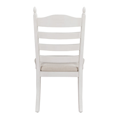 TREXM 5-Piece Retro Functional Dining Table Set Wood Round Extendable Dining Table and 4 Upholstered Dining Chairs (Antique White) image 10