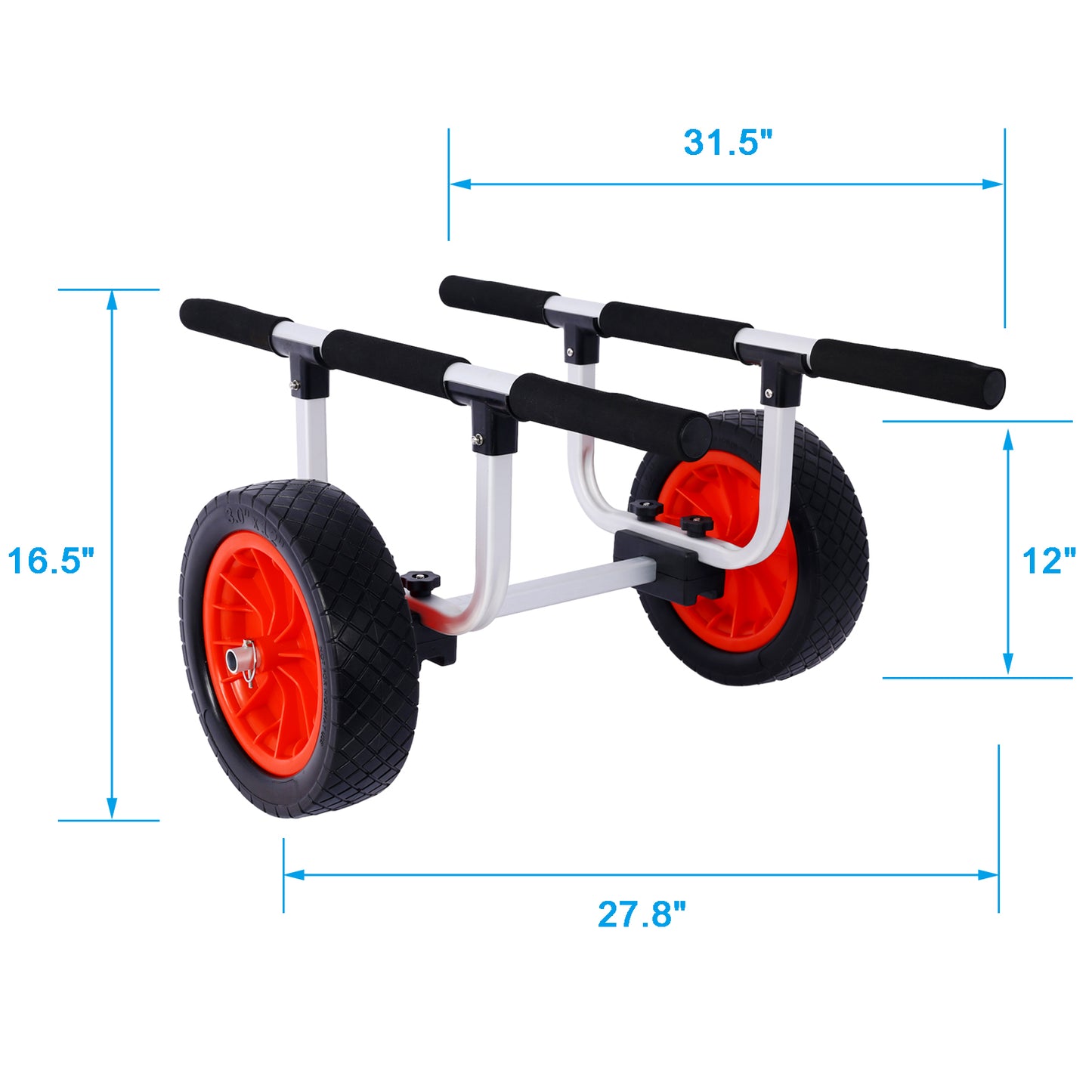 Heavy Duty Kayak Cart,Width Adjustable Canoe Cart with 12inch Flatfree Beach Wheels Boat Dolly Cart Transport Carrier, Adjustable Width Kayak Trolley with Airless Kayak Wheels image 6