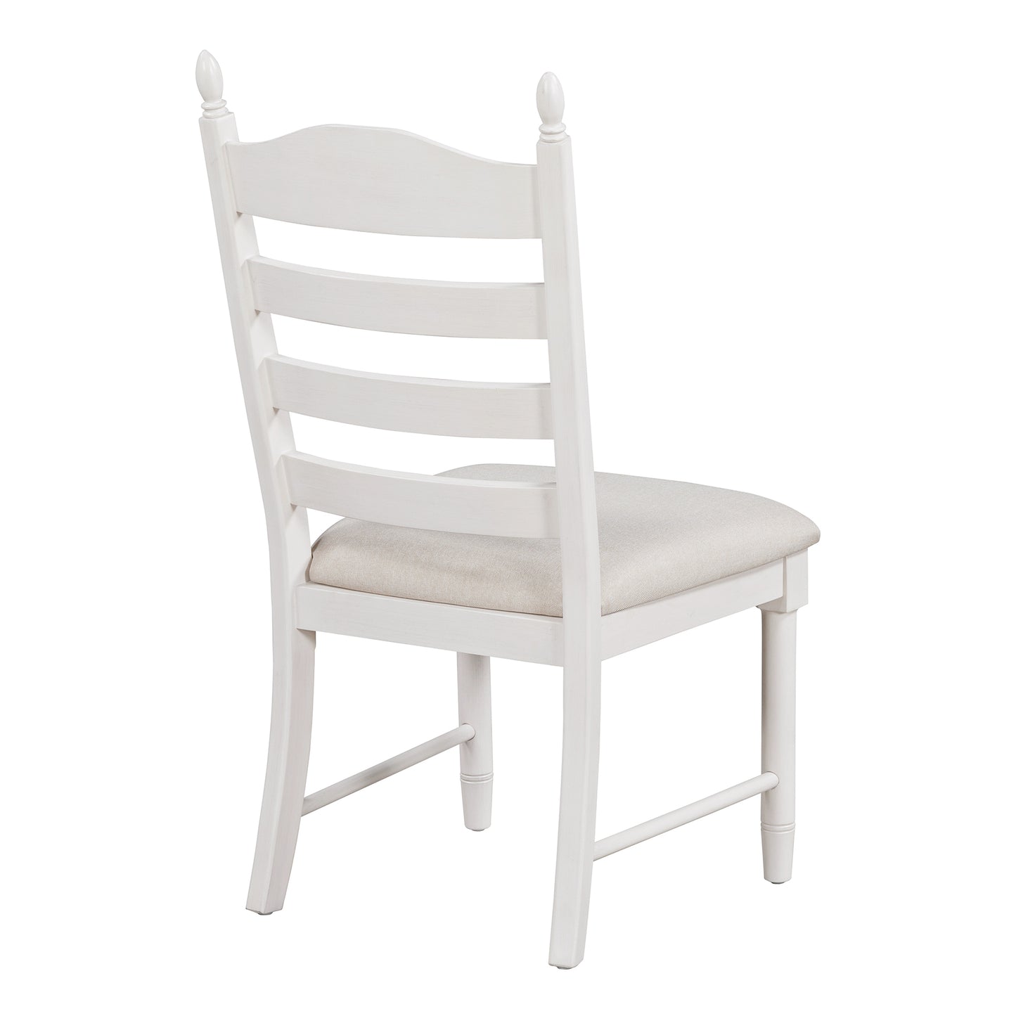 TREXM 5-Piece Retro Functional Dining Table Set Wood Round Extendable Dining Table and 4 Upholstered Dining Chairs (Antique White) image 11