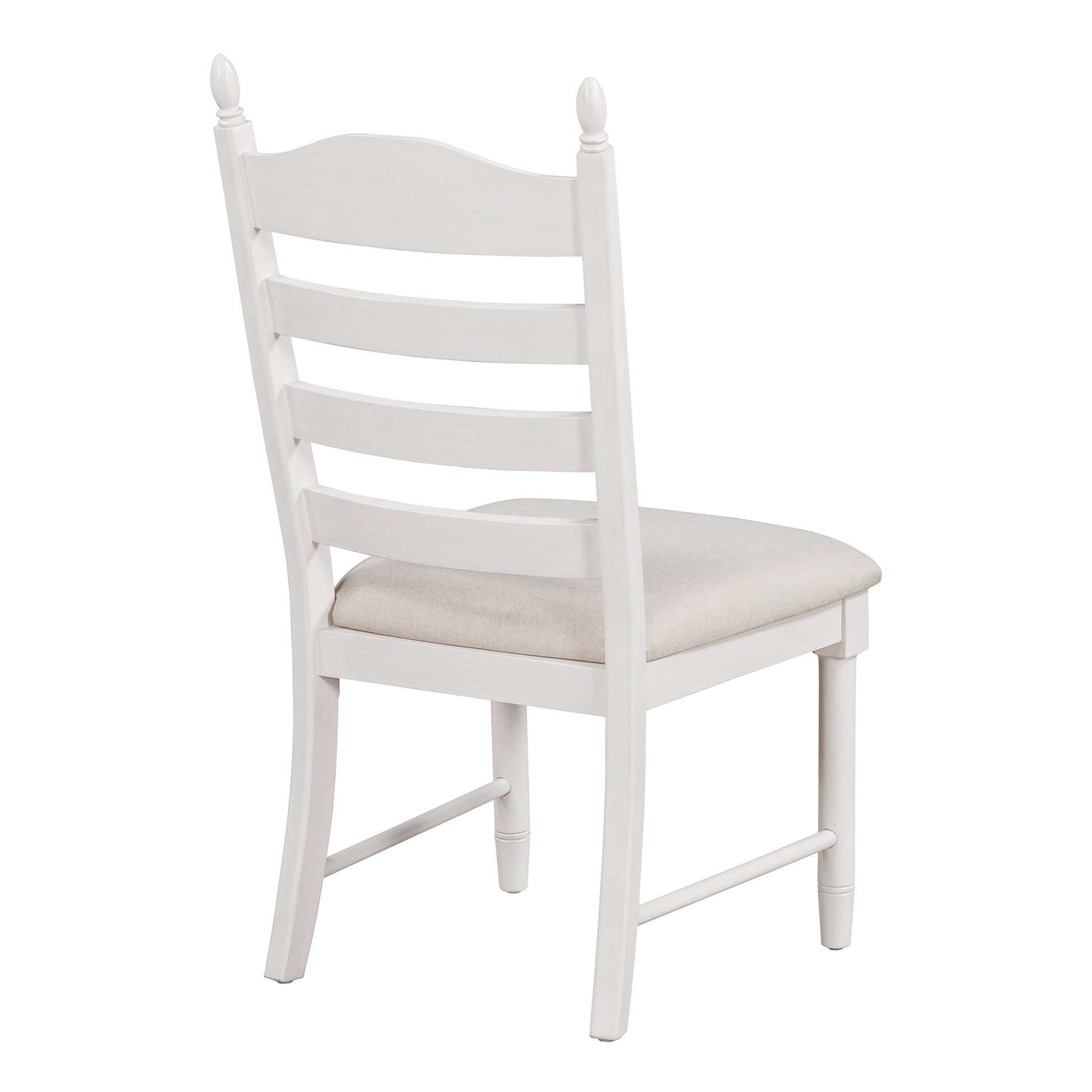 TREXM 5-Piece Retro Functional Dining Table Set Wood Round Extendable Dining Table and 4 Upholstered Dining Chairs (Antique White) image 11