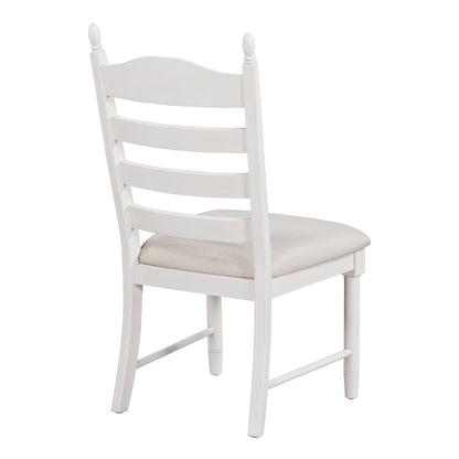 TREXM 5-Piece Retro Functional Dining Table Set Wood Round Extendable Dining Table and 4 Upholstered Dining Chairs (Antique White) image 11