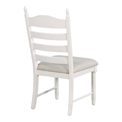 TREXM 5-Piece Retro Functional Dining Table Set Wood Round Extendable Dining Table and 4 Upholstered Dining Chairs (Off White) image 8