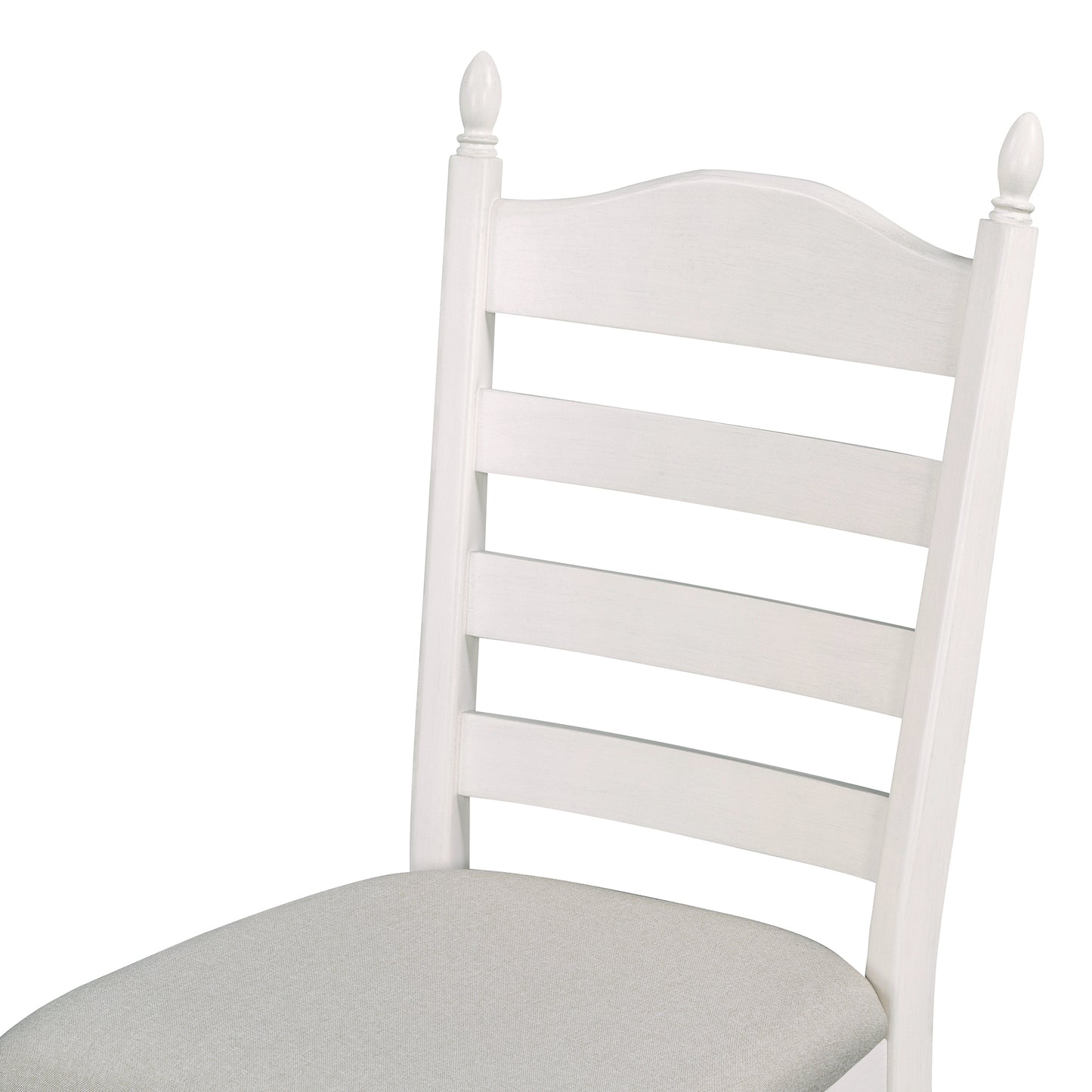 TREXM 5-Piece Retro Functional Dining Table Set Wood Round Extendable Dining Table and 4 Upholstered Dining Chairs (Off White) image 11