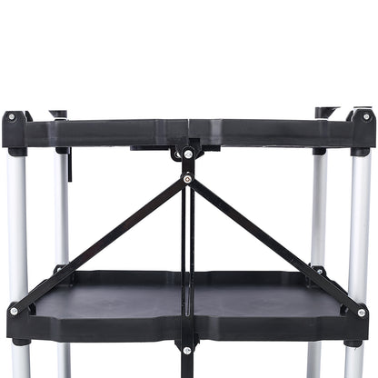 3 Layers Folding Collapsible Service Cart Pack-N-Roll Folding Collapsible Service Cart, Black, 50 Lb. Load Capacity per Shelf image 9