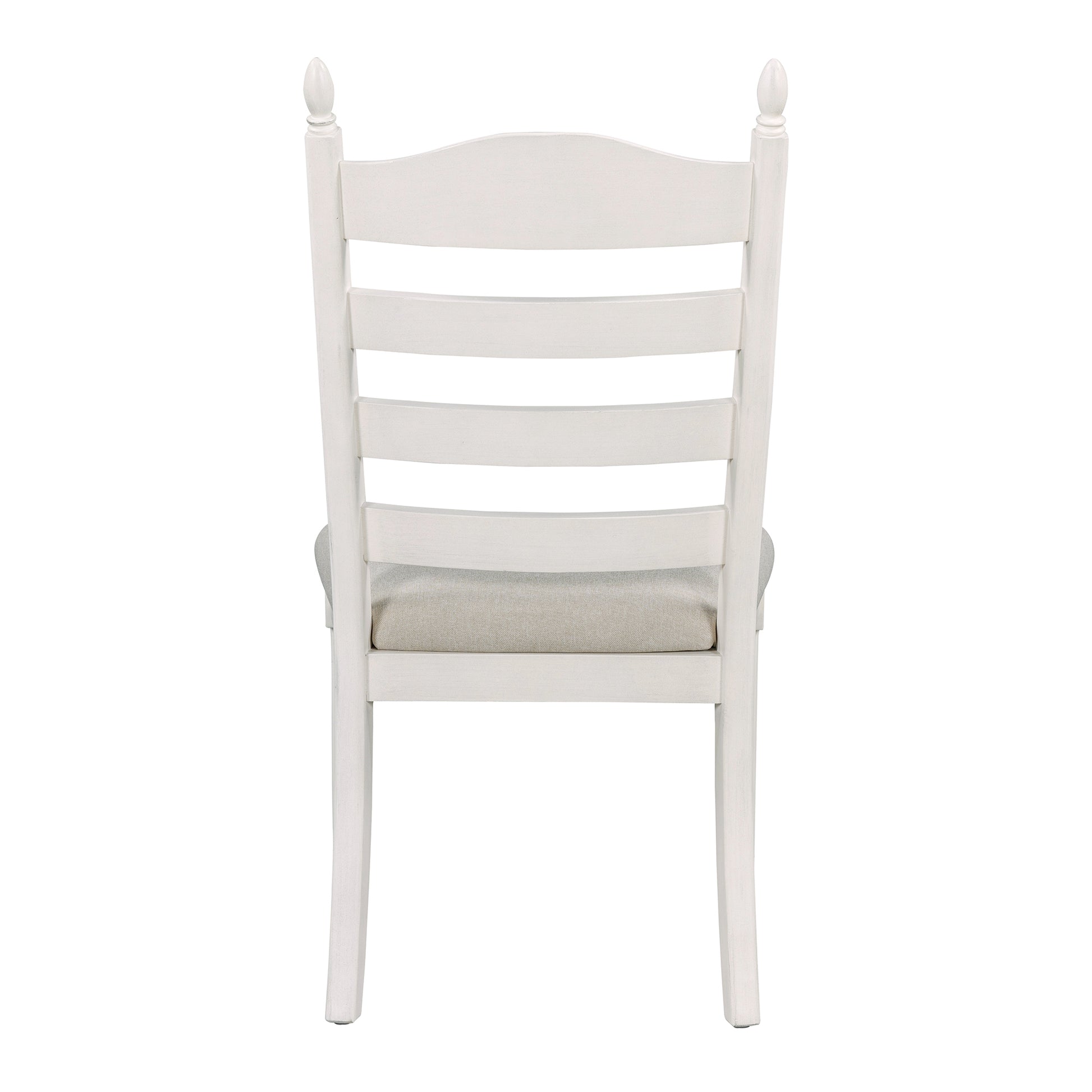 TREXM 5-Piece Retro Functional Dining Table Set Wood Round Extendable Dining Table and 4 Upholstered Dining Chairs (Off White) image 9