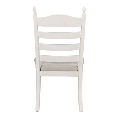 TREXM 5-Piece Retro Functional Dining Table Set Wood Round Extendable Dining Table and 4 Upholstered Dining Chairs (Off White) image 9