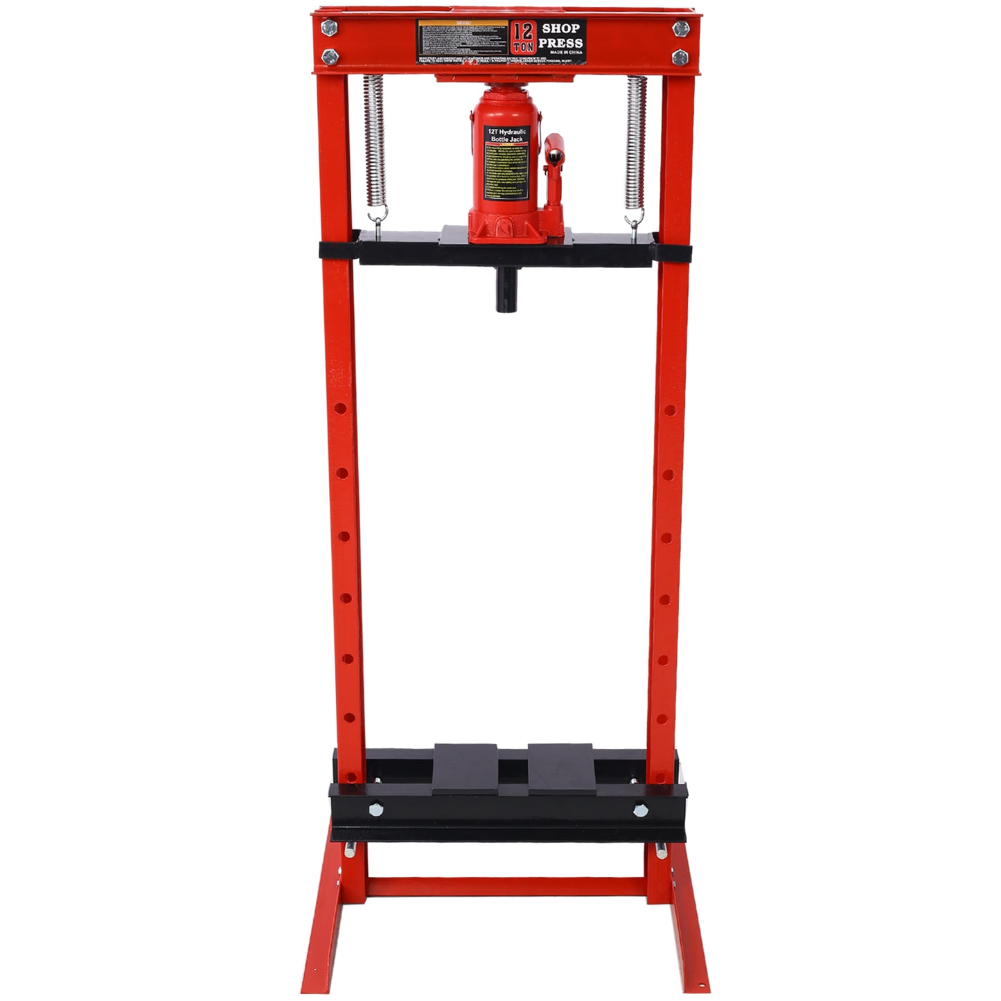 Hydraulic Shop Press,12-Ton Capacity, Floor Mount,with Press Plates, H-Frame Garage Floor Press, Adjustable Working Table Height,red image 10