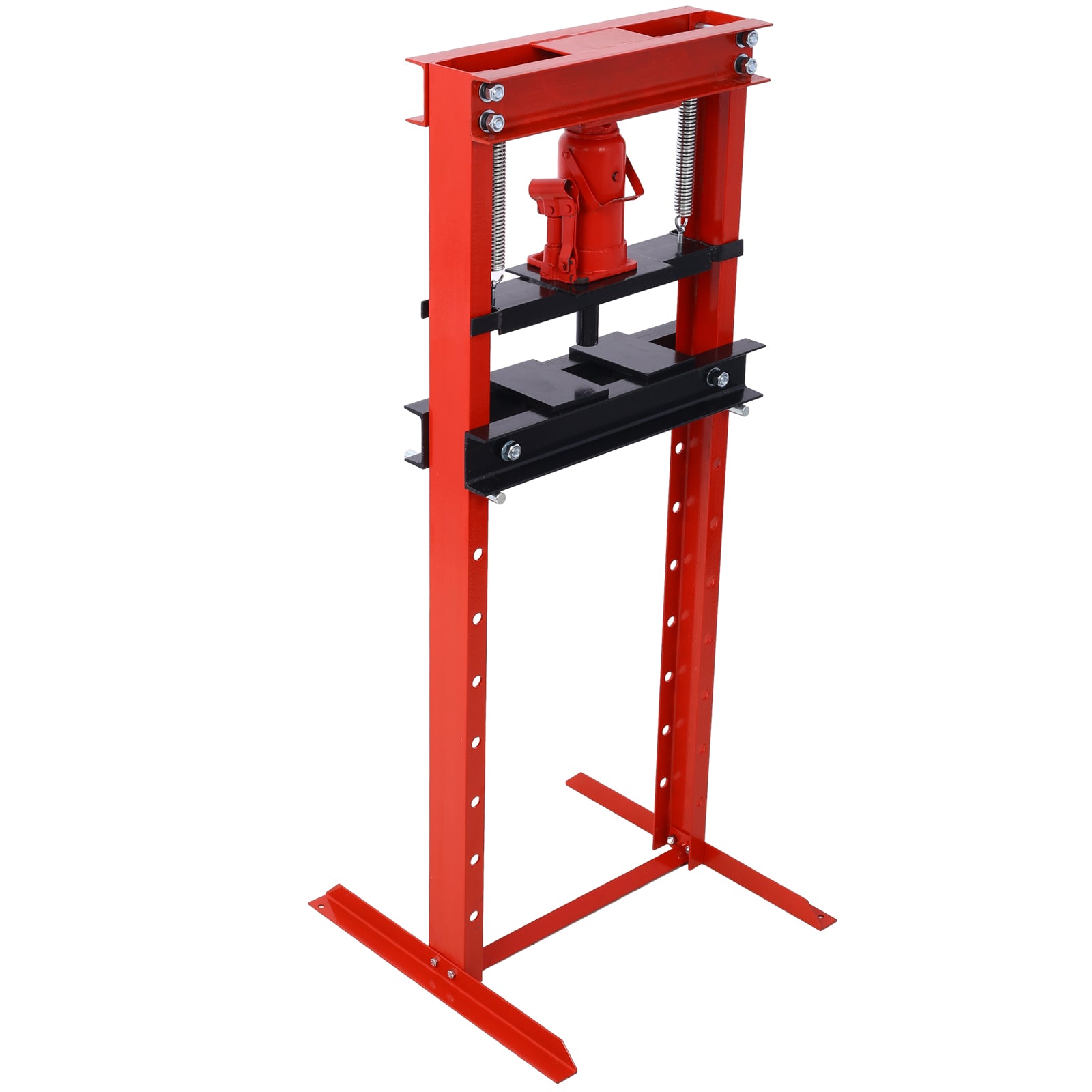 Hydraulic Shop Press,12-Ton Capacity, Floor Mount,with Press Plates, H-Frame Garage Floor Press, Adjustable Working Table Height,red image 2