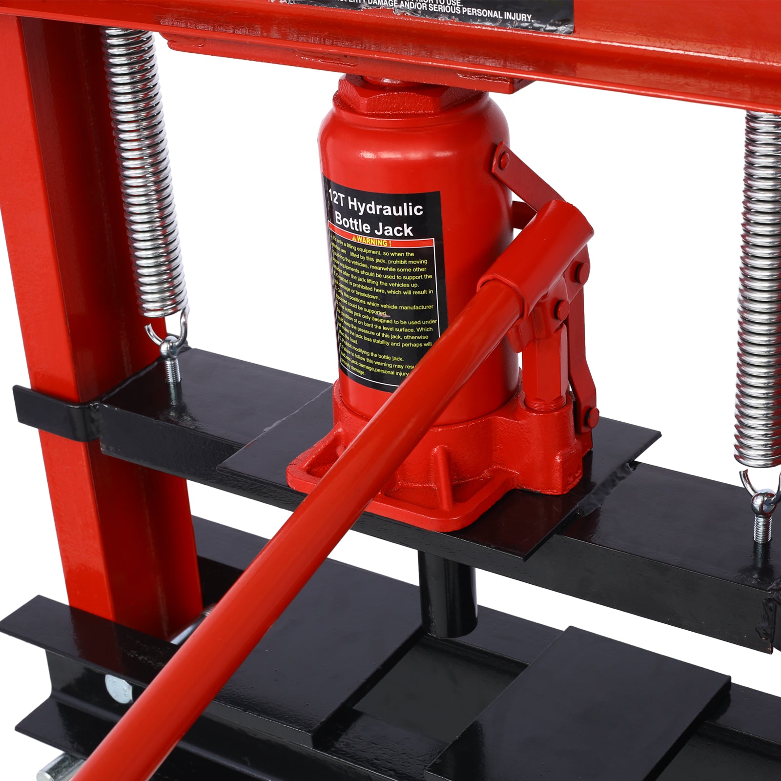 Hydraulic Shop Press,12-Ton Capacity, Floor Mount,with Press Plates, H-Frame Garage Floor Press, Adjustable Working Table Height,red image 11