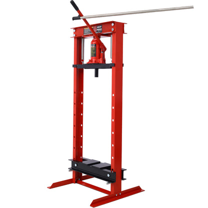 Hydraulic Shop Press,12-Ton Capacity, Floor Mount,with Press Plates, H-Frame Garage Floor Press, Adjustable Working Table Height,red image 8