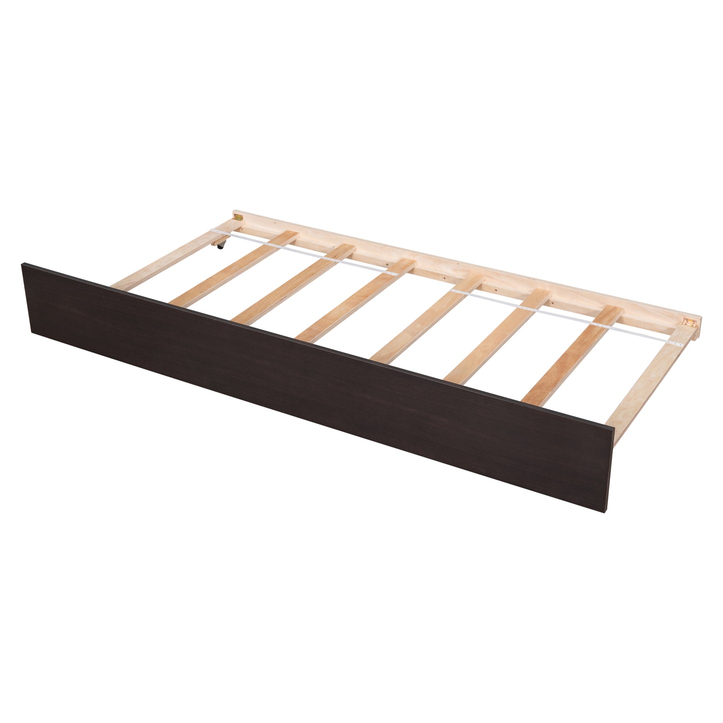 Twin Bed with Trundle, Platform Bed Frame with Headboard and Footboard, for Bedroom Small Living Space,No Box Spring Needed,Espresso image 8