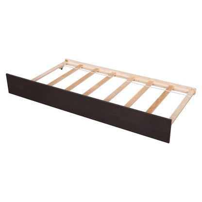 Twin Bed with Trundle, Platform Bed Frame with Headboard and Footboard, for Bedroom Small Living Space,No Box Spring Needed,Espresso image 8