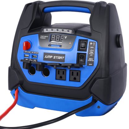 Rechargeable Jump Starter for Gas Diesel Vehicles - 1800 Amps with Air Compressor and AC, 12V DC, USB Power Station image 1